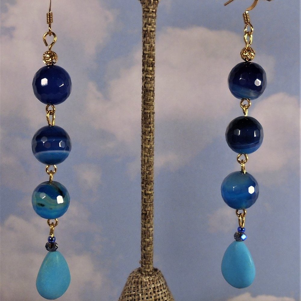 natural agate stone drop earrings